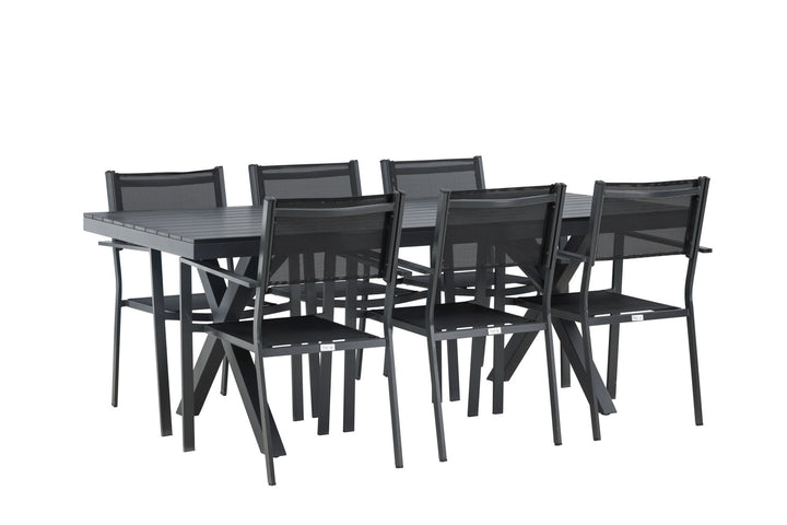 Venture Home Garcia Diningtable Alumnium - Black / Rectangular 100*200* +Copacabana Stacking Chair - Black/Black - Ersätter 4131-408 _6