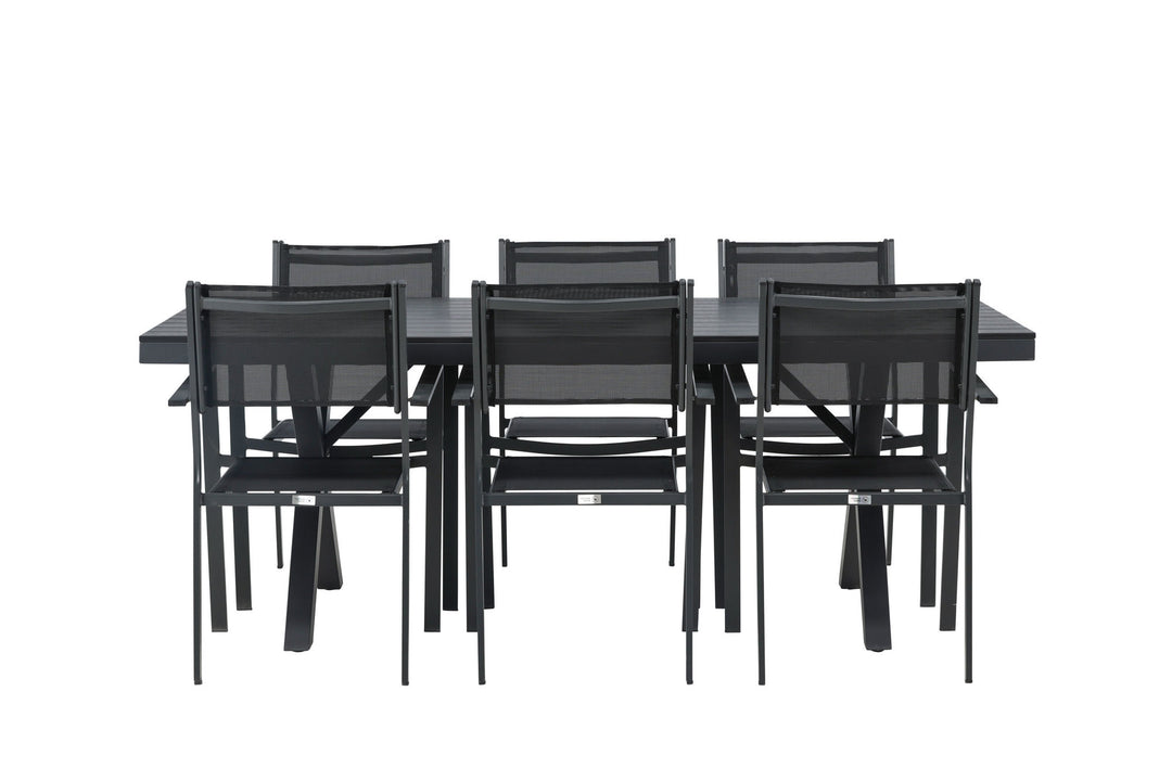 Venture Home Garcia Diningtable Alumnium - Black / Rectangular 100*200* +Copacabana Stacking Chair - Black/Black - Ersätter 4131-408 _6