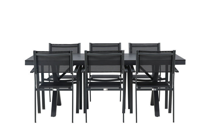 Venture Home Garcia Diningtable Alumnium - Black / Rectangular 100*200* +Copacabana Stacking Chair - Black/Black - Ersätter 4131-408 _6