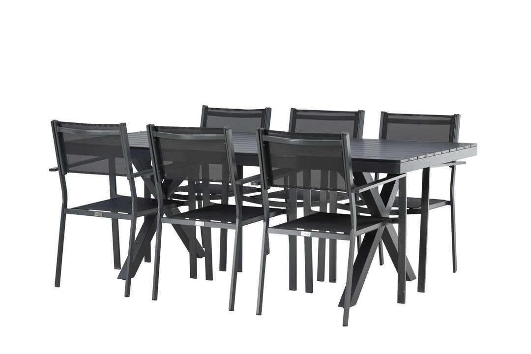 Venture Home Garcia Diningtable Alumnium - Black / Rectangular 100*200* +Copacabana Stacking Chair - Black/Black - Ersätter 4131-408 _6