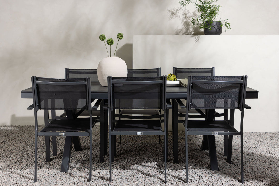 Venture Home Garcia Diningtable Alumnium - Black / Rectangular 100*200* +Copacabana Stacking Chair - Black/Black - Ersätter 4131-408 _6