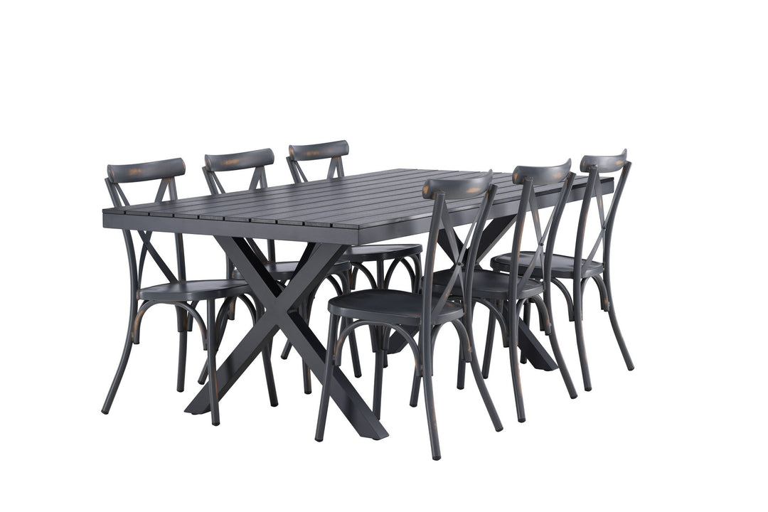 Venture Home Garcia Diningtable Alumnium - Black / Rectangular 100*200* +Tablas Diningchair Aluminium - Black / _6