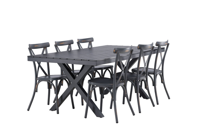 Venture Home Garcia Diningtable Alumnium - Black / Rectangular 100*200* +Tablas Diningchair Aluminium - Black / _6