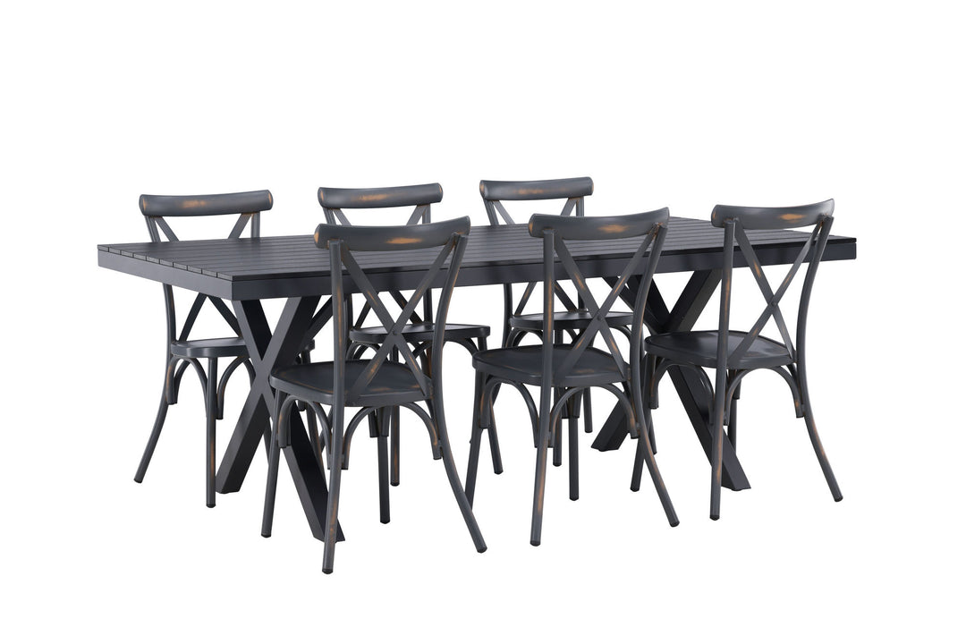 Venture Home Garcia Diningtable Alumnium - Black / Rectangular 100*200* +Tablas Diningchair Aluminium - Black / _6