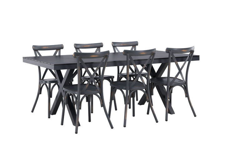 Venture Home Garcia Diningtable Alumnium - Black / Rectangular 100*200* +Tablas Diningchair Aluminium - Black / _6