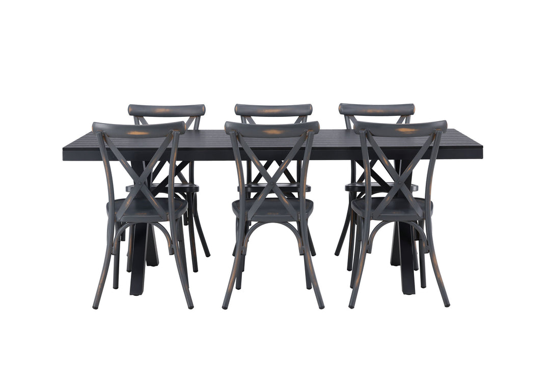 Venture Home Garcia Diningtable Alumnium - Black / Rectangular 100*200* +Tablas Diningchair Aluminium - Black / _6