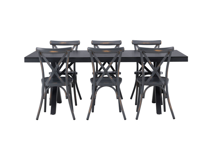 Venture Home Garcia Diningtable Alumnium - Black / Rectangular 100*200* +Tablas Diningchair Aluminium - Black / _6