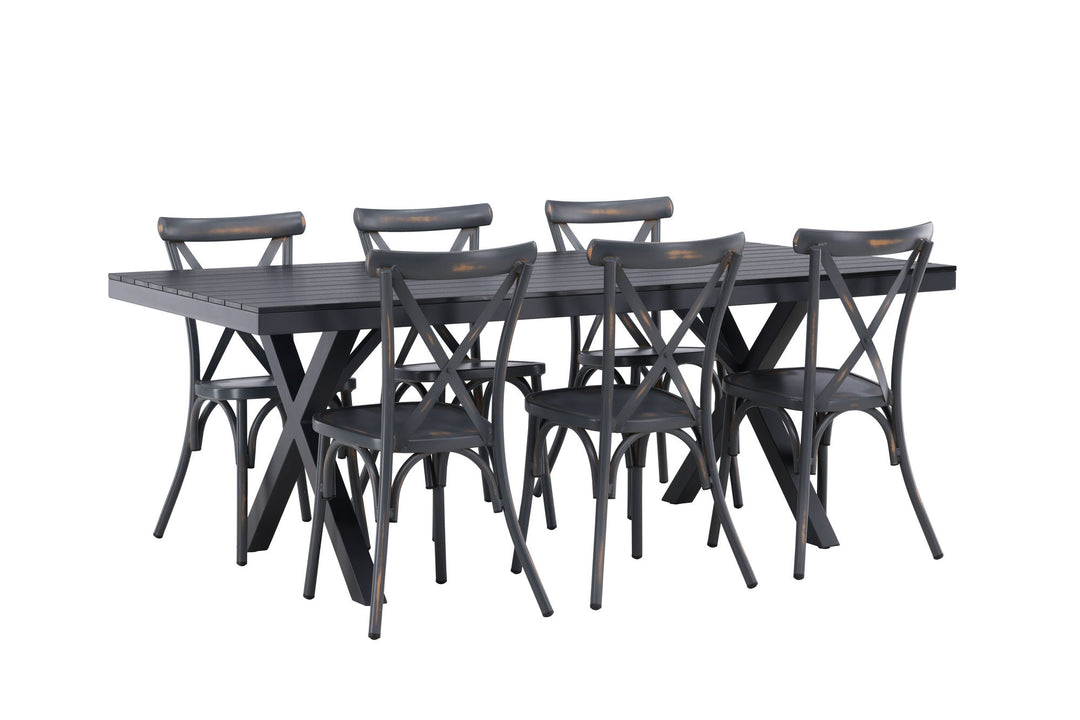 Venture Home Garcia Diningtable Alumnium - Black / Rectangular 100*200* +Tablas Diningchair Aluminium - Black / _6