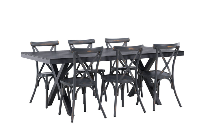 Venture Home Garcia Diningtable Alumnium - Black / Rectangular 100*200* +Tablas Diningchair Aluminium - Black / _6