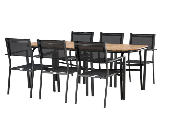 Venture Home Holmbeck Diningtable Steel - Black / Rectangular 90*200*75 +Copacabana Stacking Chair - Black/Black - Ersätter 4131-408 _6
