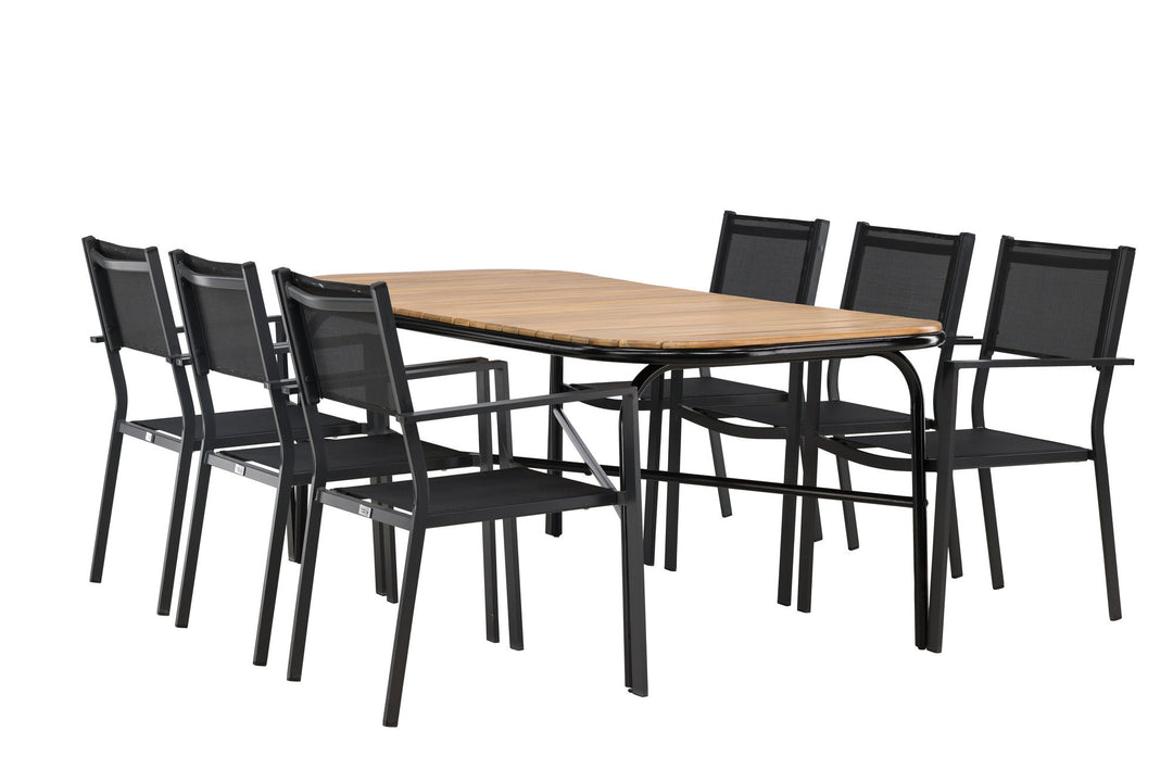 Venture Home Holmbeck Diningtable Steel - Black / Rectangular 90*200*75 +Copacabana Stacking Chair - Black/Black - Ersätter 4131-408 _6