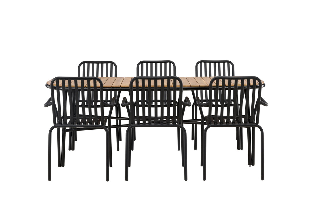 Venture Home Holmbeck Diningtable Steel - Black / Rectangular 90*200*75 +Peking Diningchair Aluminium - Black / _6
