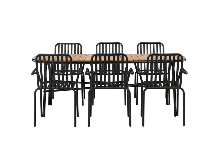 Venture Home Holmbeck Diningtable Steel - Black / Rectangular 90*200*75 +Peking Diningchair Aluminium - Black / _6