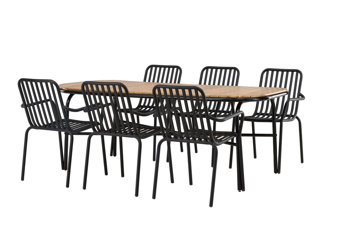 Venture Home Holmbeck Diningtable Steel - Black / Rectangular 90*200*75 +Peking Diningchair Aluminium - Black / _6