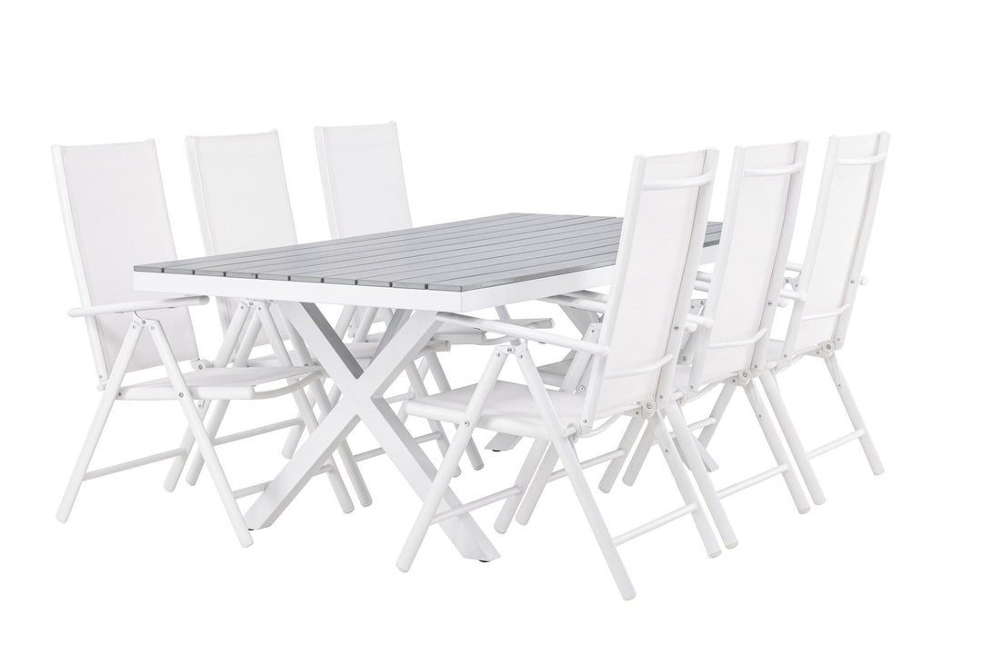 Venture Home Garcia Diningtable Alumnium - White / Light Grey Aintwood / Rectangular 100*200* +Break Diningchair Alumnium - White / Textilene _6