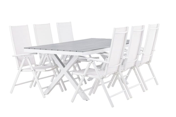 Venture Home Garcia Diningtable Alumnium - White / Light Grey Aintwood / Rectangular 100*200* +Break Diningchair Alumnium - White / Textilene _6