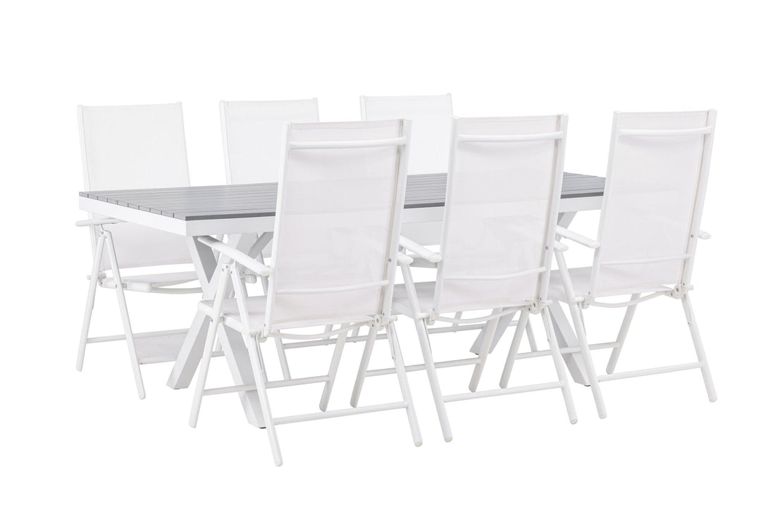 Venture Home Garcia Diningtable Alumnium - White / Light Grey Aintwood / Rectangular 100*200* +Break Diningchair Alumnium - White / Textilene _6