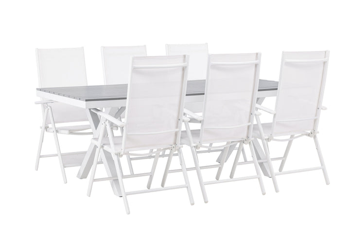 Venture Home Garcia Diningtable Alumnium - White / Light Grey Aintwood / Rectangular 100*200* +Break Diningchair Alumnium - White / Textilene _6