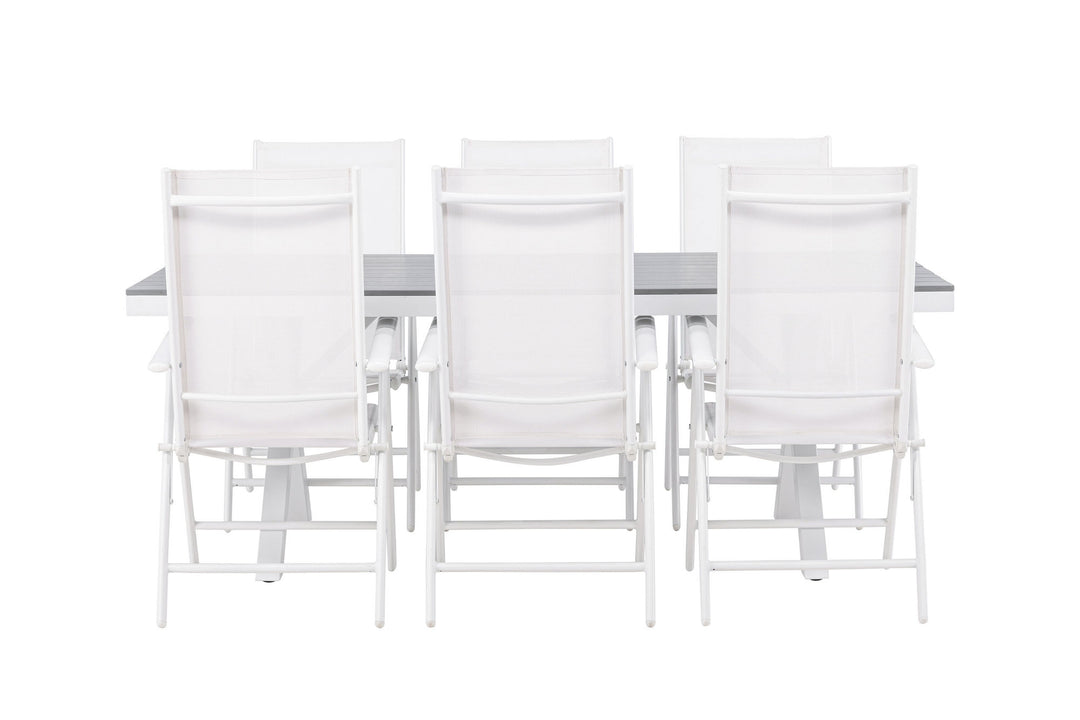 Venture Home Garcia Diningtable Alumnium - White / Light Grey Aintwood / Rectangular 100*200* +Break Diningchair Alumnium - White / Textilene _6