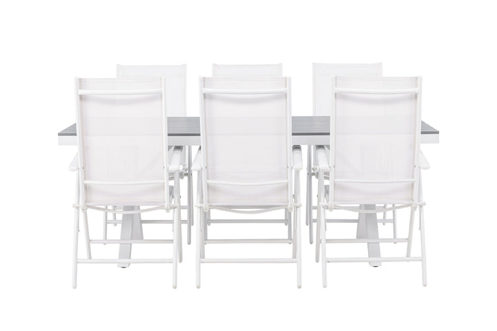 Venture Home Garcia Diningtable Alumnium - White / Light Grey Aintwood / Rectangular 100*200* +Break Diningchair Alumnium - White / Textilene _6