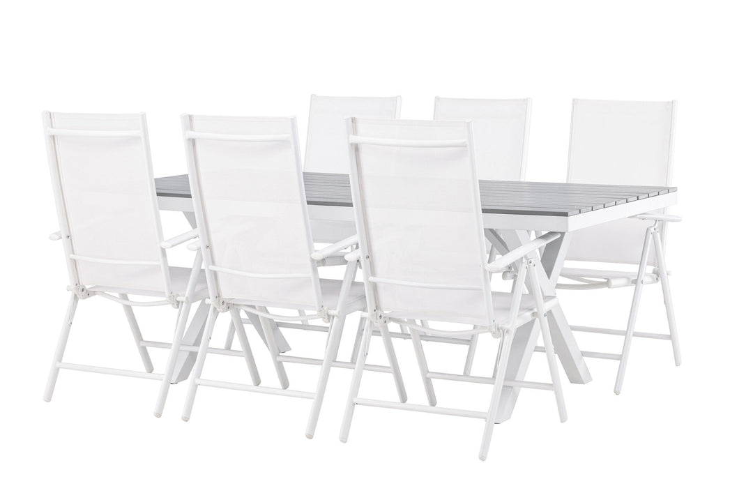 Venture Home Garcia Diningtable Alumnium - White / Light Grey Aintwood / Rectangular 100*200* +Break Diningchair Alumnium - White / Textilene _6