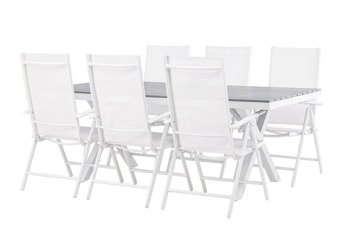 Venture Home Garcia Diningtable Alumnium - White / Light Grey Aintwood / Rectangular 100*200* +Break Diningchair Alumnium - White / Textilene _6