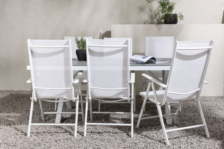Venture Home Garcia Diningtable Alumnium - White / Light Grey Aintwood / Rectangular 100*200* +Break Diningchair Alumnium - White / Textilene _6