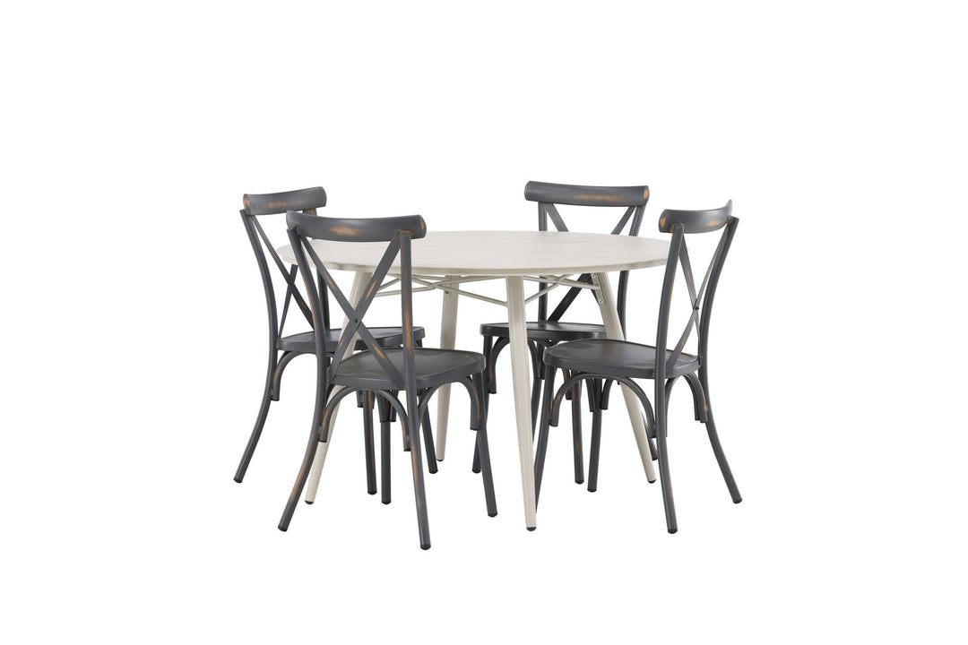 Venture Home Lina Dining Table - Beige - Round 120 cm +Tablas Diningchair Aluminium - Black / _4