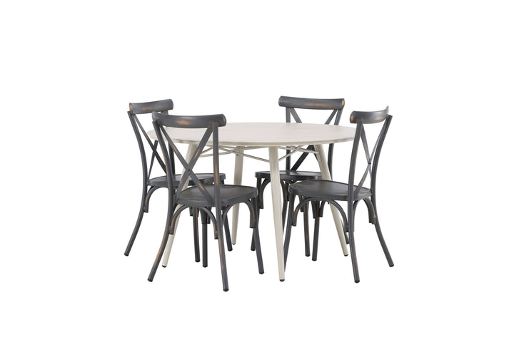 Venture Home Lina Dining Table - Beige - Round 120 cm +Tablas Diningchair Aluminium - Black / _4
