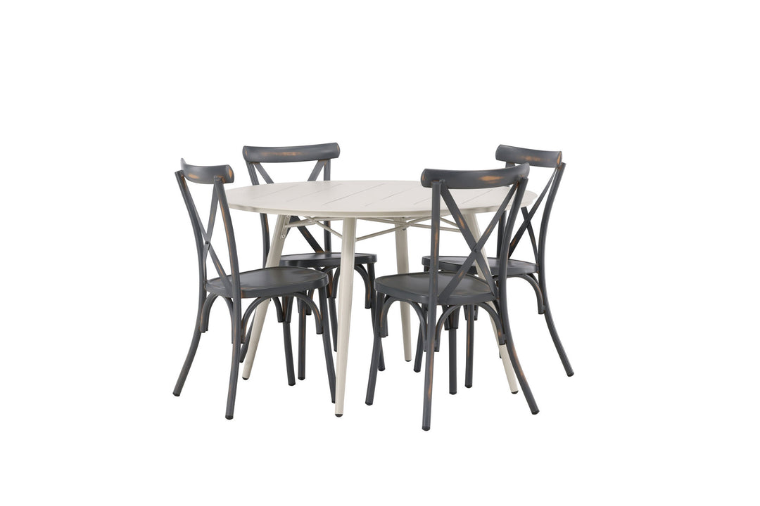 Venture Home Lina Dining Table - Beige - Round 120 cm +Tablas Diningchair Aluminium - Black / _4