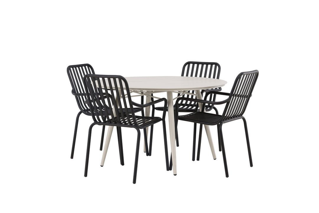 Venture Home Lina Dining Table - Beige - Round 120 cm +Peking Diningchair Aluminium - Black / _4