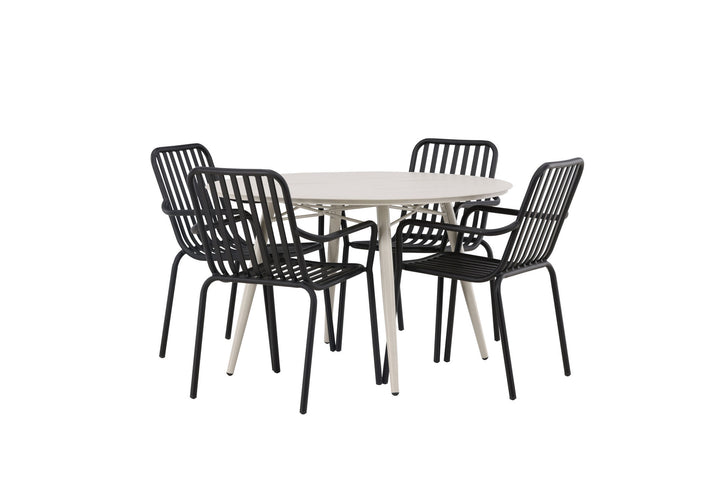 Venture Home Lina Dining Table - Beige - Round 120 cm +Peking Diningchair Aluminium - Black / _4