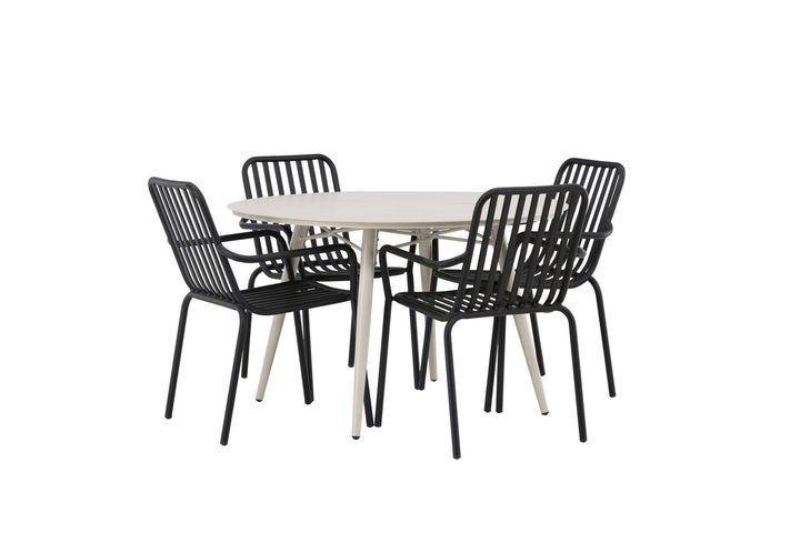 Venture Home Lina Dining Table - Beige - Round 120 cm +Peking Diningchair Aluminium - Black / _4