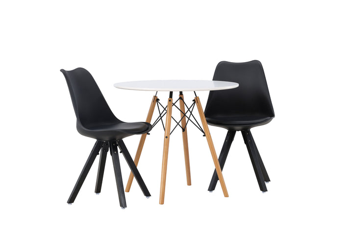 Venture Home Danburi Dining Table - Woodlook / Woodlook MDF +Zeno Dining Chair - Black / Black PP _2