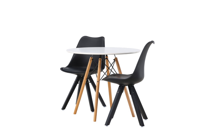 Venture Home Danburi Dining Table - Woodlook / Woodlook MDF +Zeno Dining Chair - Black / Black PP _2
