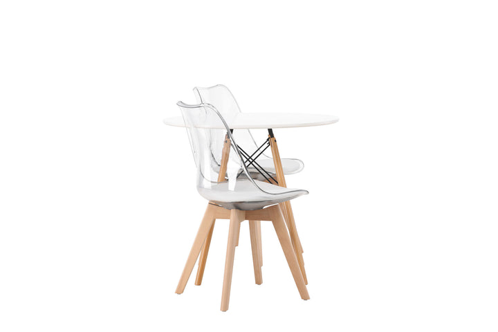 Venture Home Danburi Dining Table - Woodlook / Woodlook MDF +Edvin Dining Chair - Nature / PET (seat cushion white) PET surface,seat with usual sponge _2