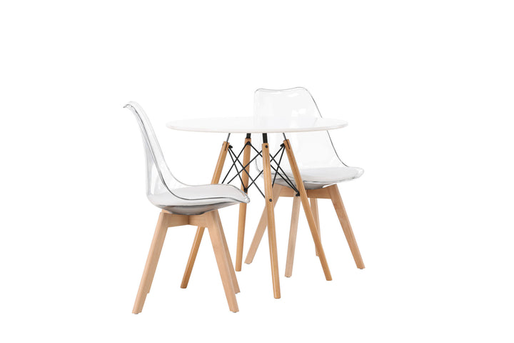 Venture Home Danburi Dining Table - Woodlook / Woodlook MDF +Edvin Dining Chair - Nature / PET (seat cushion white) PET surface,seat with usual sponge _2
