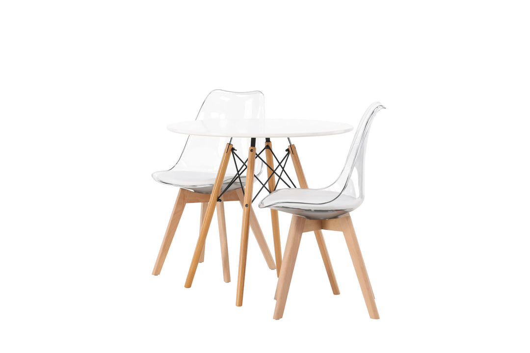 Venture Home Danburi Dining Table - Woodlook / Woodlook MDF +Edvin Dining Chair - Nature / PET (seat cushion white) PET surface,seat with usual sponge _2