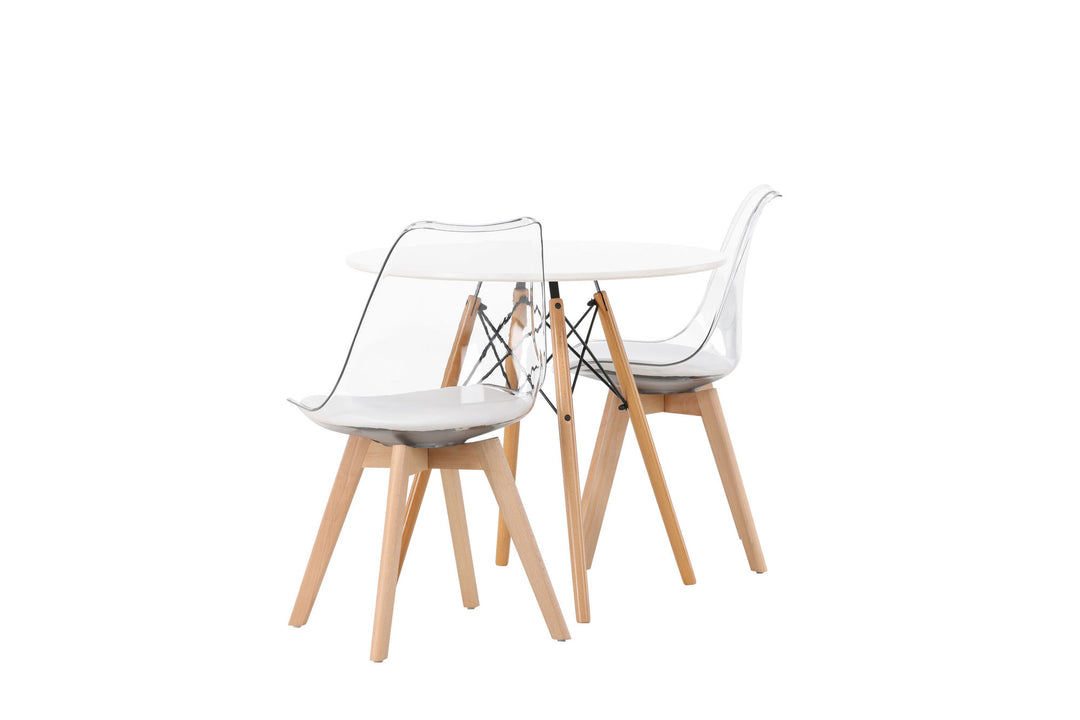 Venture Home Danburi Dining Table - Woodlook / Woodlook MDF +Edvin Dining Chair - Nature / PET (seat cushion white) PET surface,seat with usual sponge _2