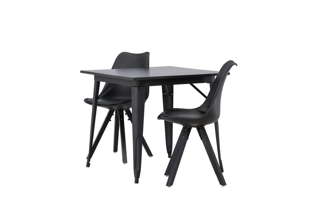Venture Home Tempe Dining Table - Black / Black MDF +Zeno Dining Chair - Black / Black PP _2