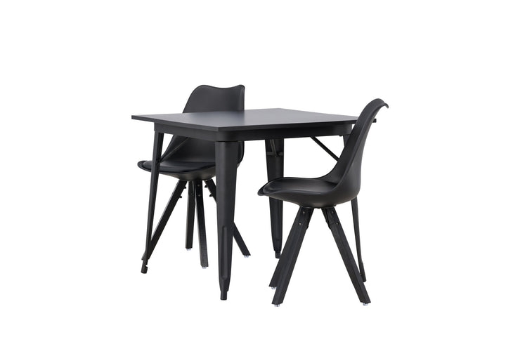 Venture Home Tempe Dining Table - Black / Black MDF +Zeno Dining Chair - Black / Black PP _2