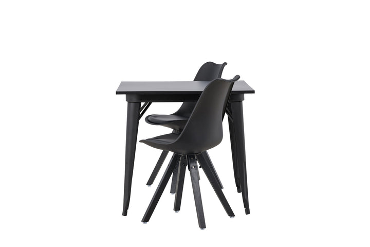 Venture Home Tempe Dining Table - Black / Black MDF +Zeno Dining Chair - Black / Black PP _2