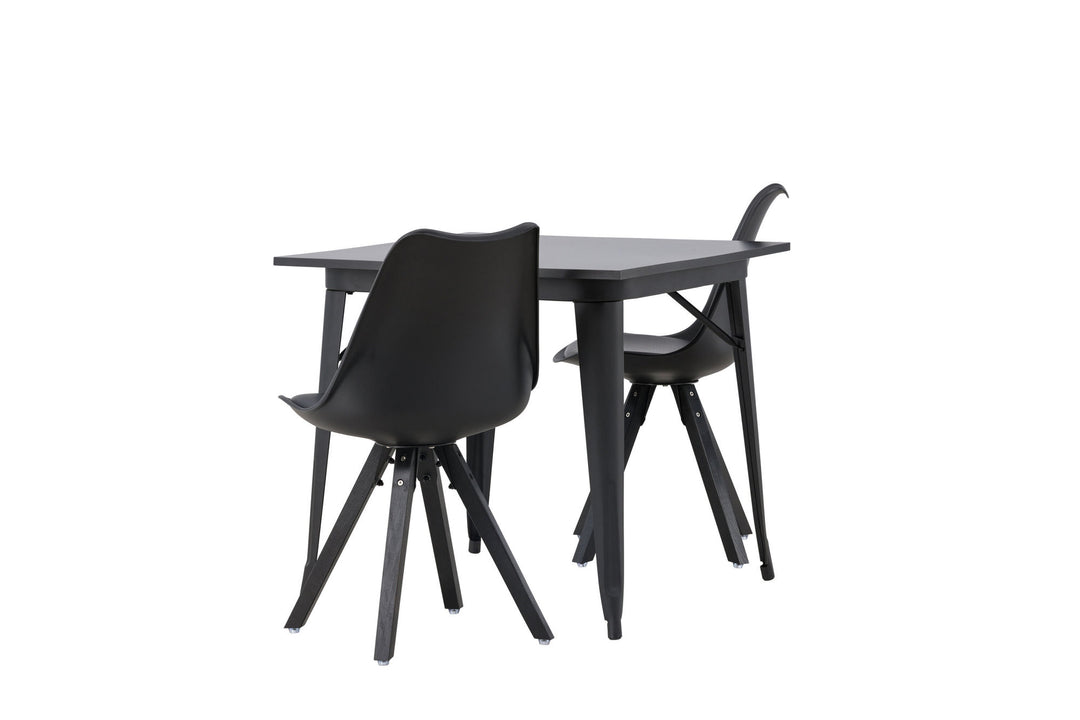 Venture Home Tempe Dining Table - Black / Black MDF +Zeno Dining Chair - Black / Black PP _2