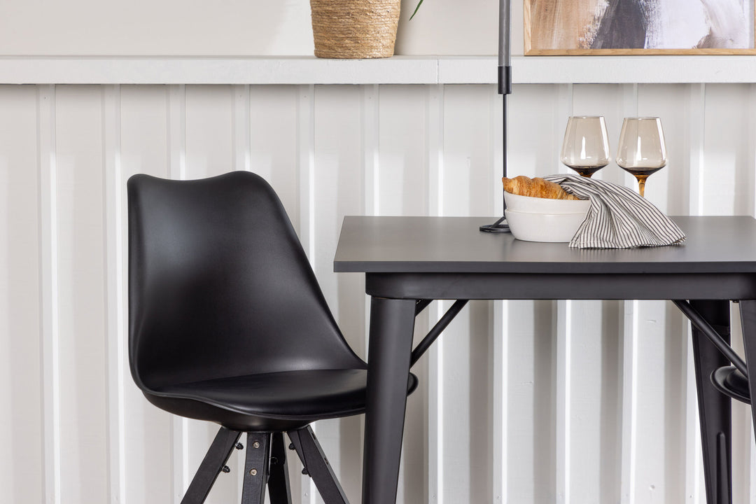 Venture Home Tempe Dining Table - Black / Black MDF +Zeno Dining Chair - Black / Black PP _2