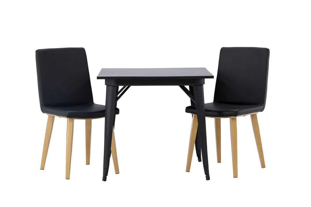Venture Home Tempe Dining Table - Black / Black MDF +Today Dining Chair - Nature / Black PU _2
