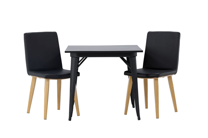 Venture Home Tempe Dining Table - Black / Black MDF +Today Dining Chair - Nature / Black PU _2