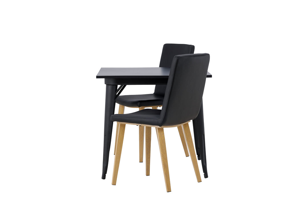 Venture Home Tempe Dining Table - Black / Black MDF +Today Dining Chair - Nature / Black PU _2