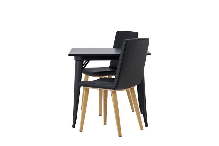 Venture Home Tempe Dining Table - Black / Black MDF +Today Dining Chair - Nature / Black PU _2