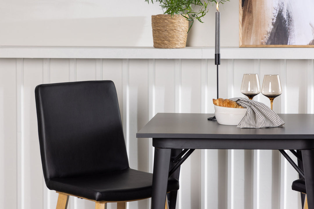 Venture Home Tempe Dining Table - Black / Black MDF +Today Dining Chair - Nature / Black PU _2