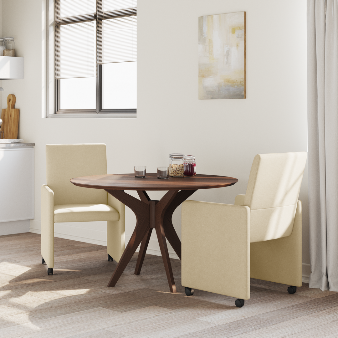 Spisebordsstole med hjul 2 pcs Creme 57 x 66 x 94 cm Stof